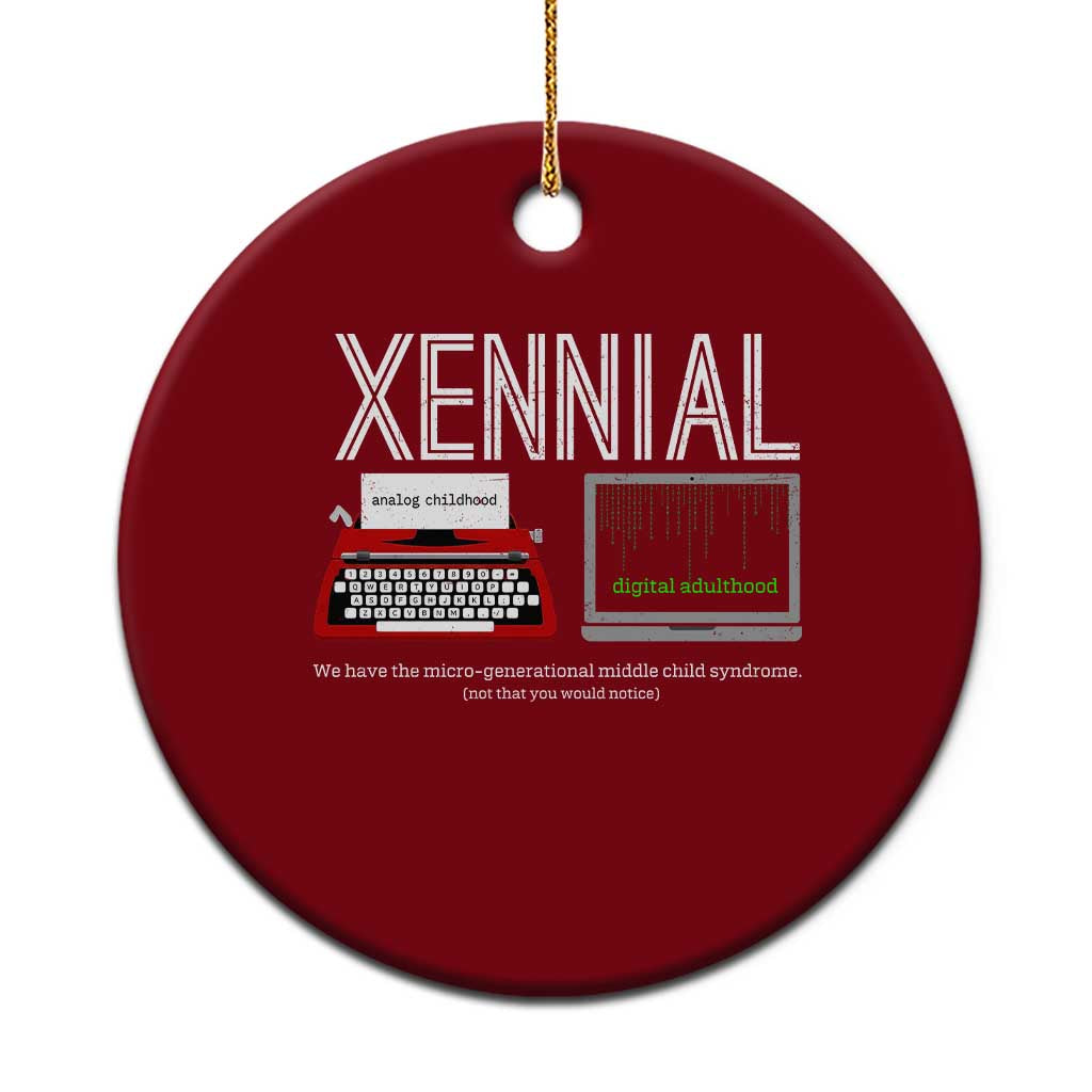 Xennial Typewriter and Computer Screen Ceramic Ornament Analog Childhood Digital Adulthood TS02 1pc Red Print Your Wear