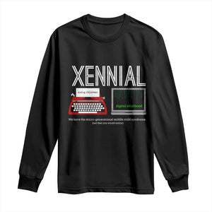 Xennial Typewriter and Computer Screen Long Sleeve Shirt Analog Childhood Digital Adulthood TS02 Black Print Your Wear