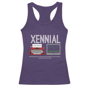 Xennial Typewriter and Computer Screen Racerback Tank Top Analog Childhood Digital Adulthood TS02 Purple Print Your Wear