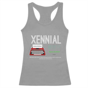 Xennial Typewriter and Computer Screen Racerback Tank Top Analog Childhood Digital Adulthood TS02 Sport Gray Print Your Wear