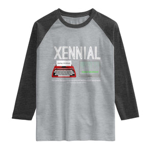 Xennial Typewriter and Computer Screen Raglan Shirt Analog Childhood Digital Adulthood