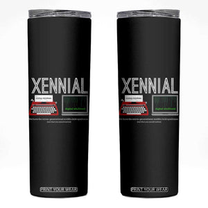 Xennial Typewriter and Computer Screen Skinny Tumbler Analog Childhood Digital Adulthood TS02 Black Print Your Wear