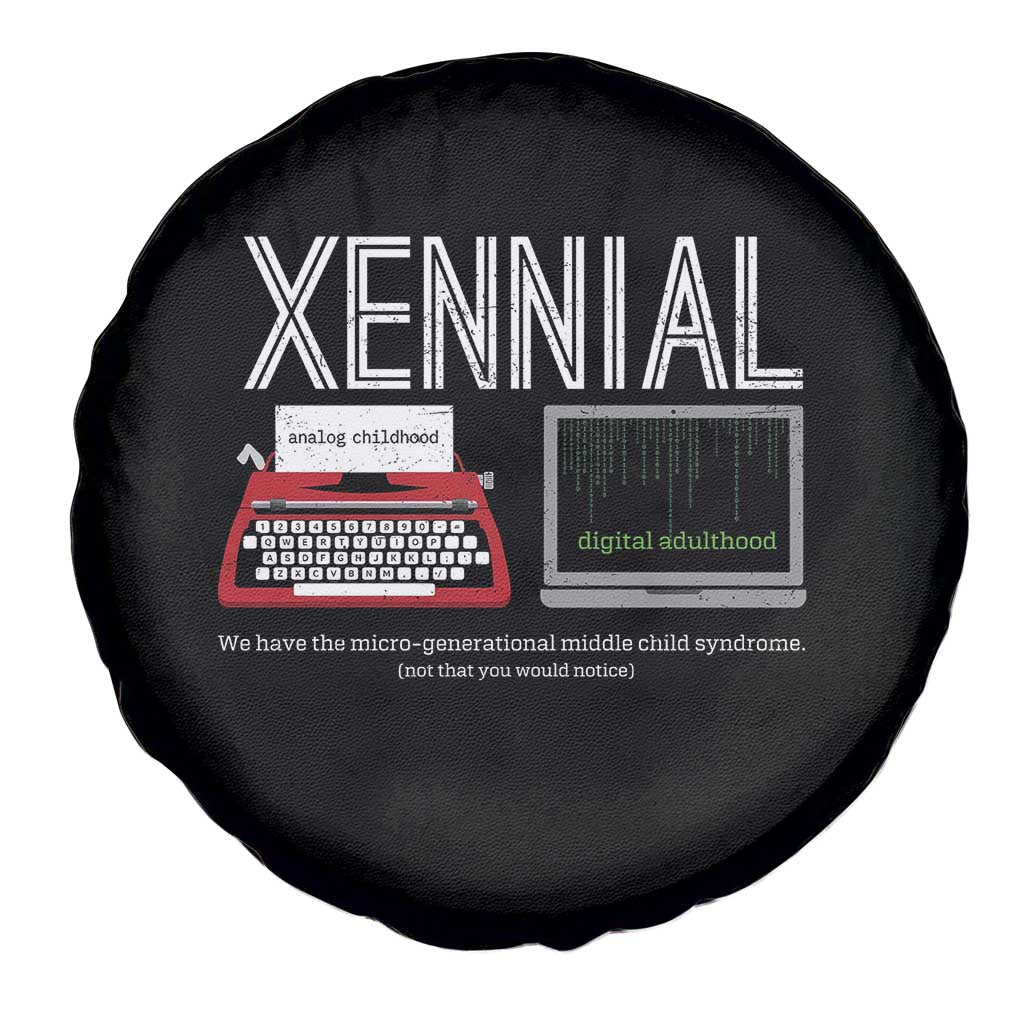 Xennial Typewriter and Computer Screen Spare Tire Cover Analog Childhood Digital Adulthood