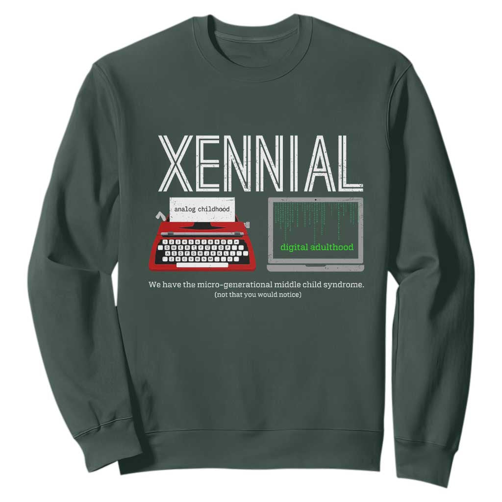 Xennial Typewriter and Computer Screen Sweatshirt Analog Childhood Digital Adulthood