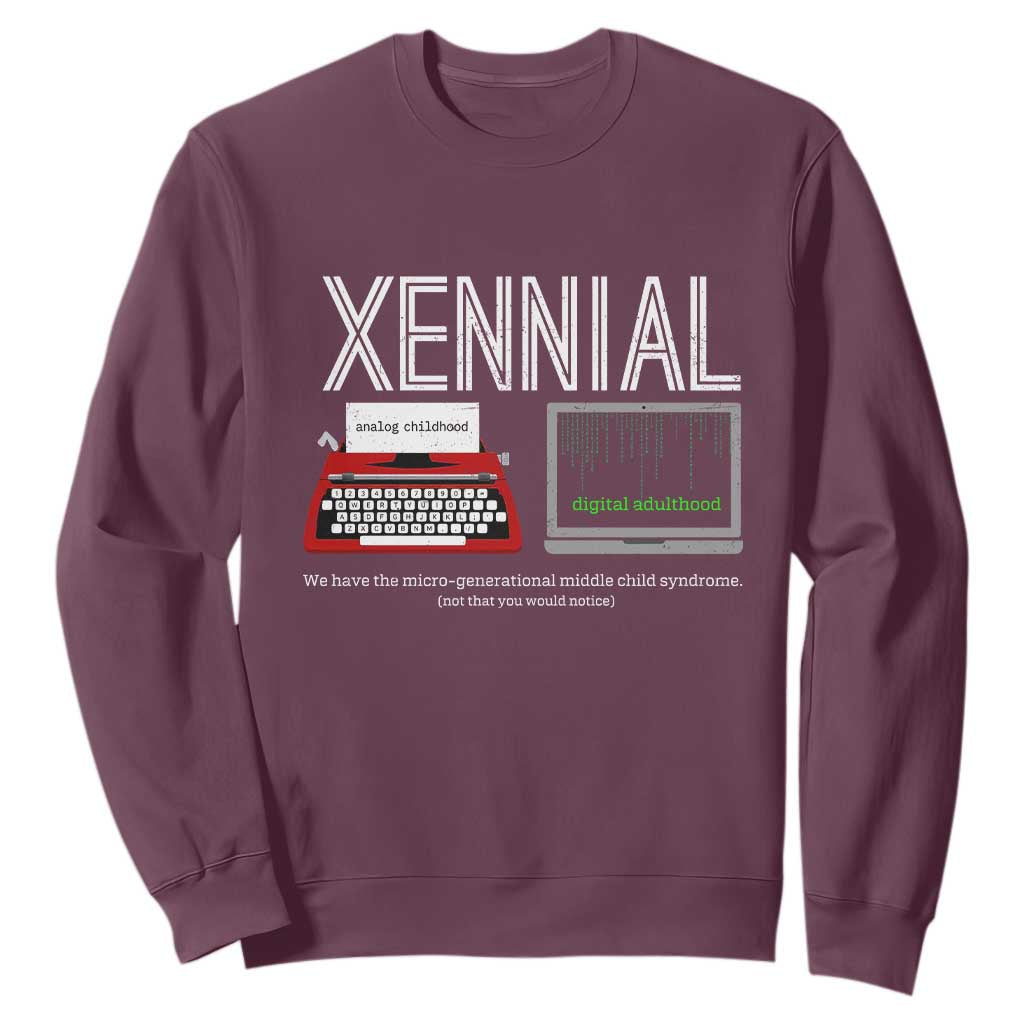 Xennial Typewriter and Computer Screen Sweatshirt Analog Childhood Digital Adulthood