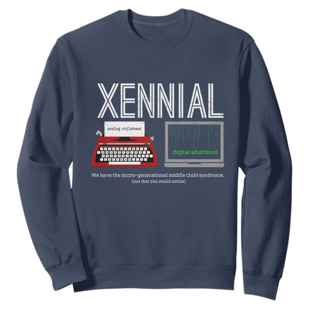 Xennial Typewriter and Computer Screen Sweatshirt Analog Childhood Digital Adulthood