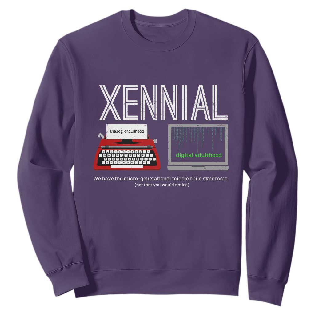Xennial Typewriter and Computer Screen Sweatshirt Analog Childhood Digital Adulthood
