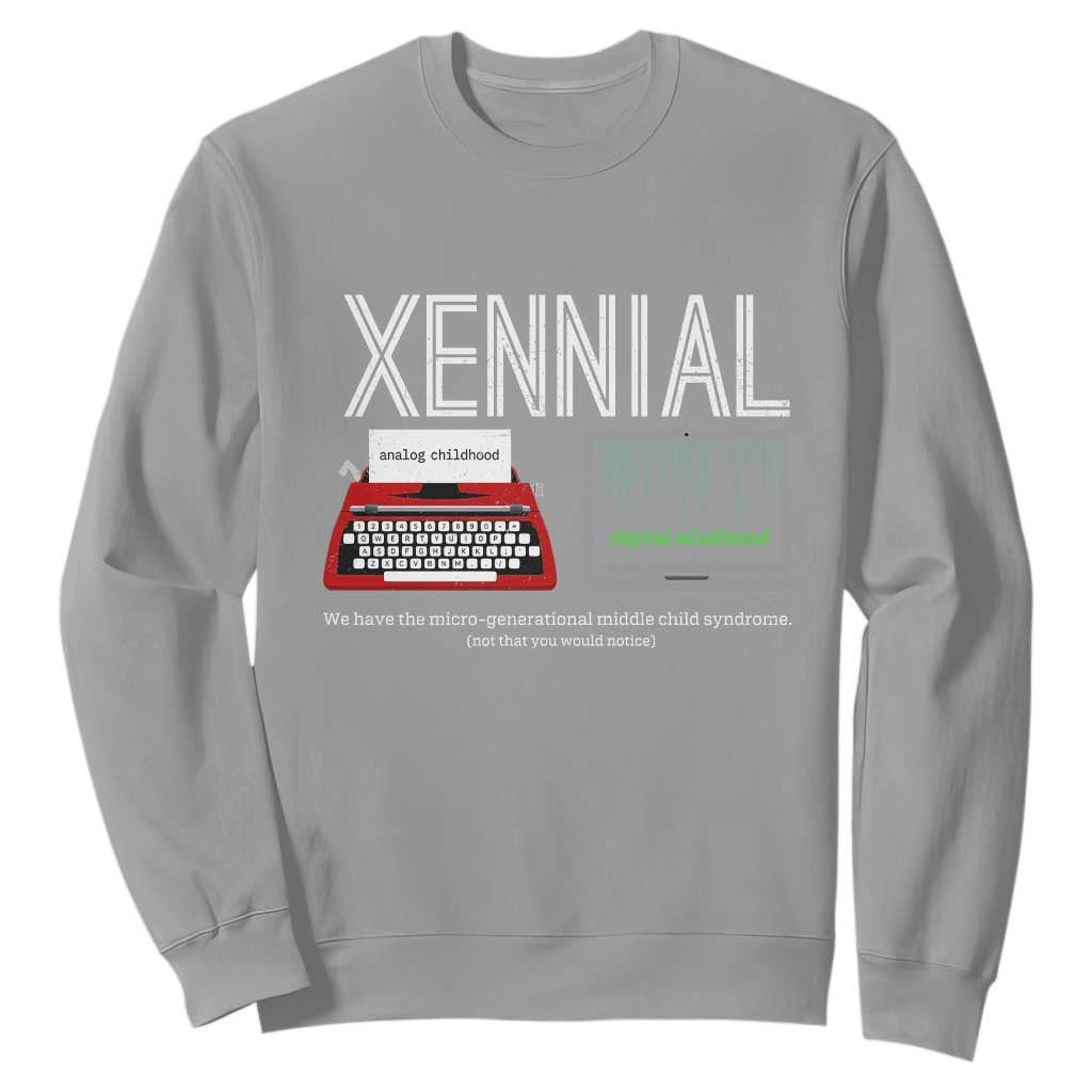 Xennial Typewriter and Computer Screen Sweatshirt Analog Childhood Digital Adulthood