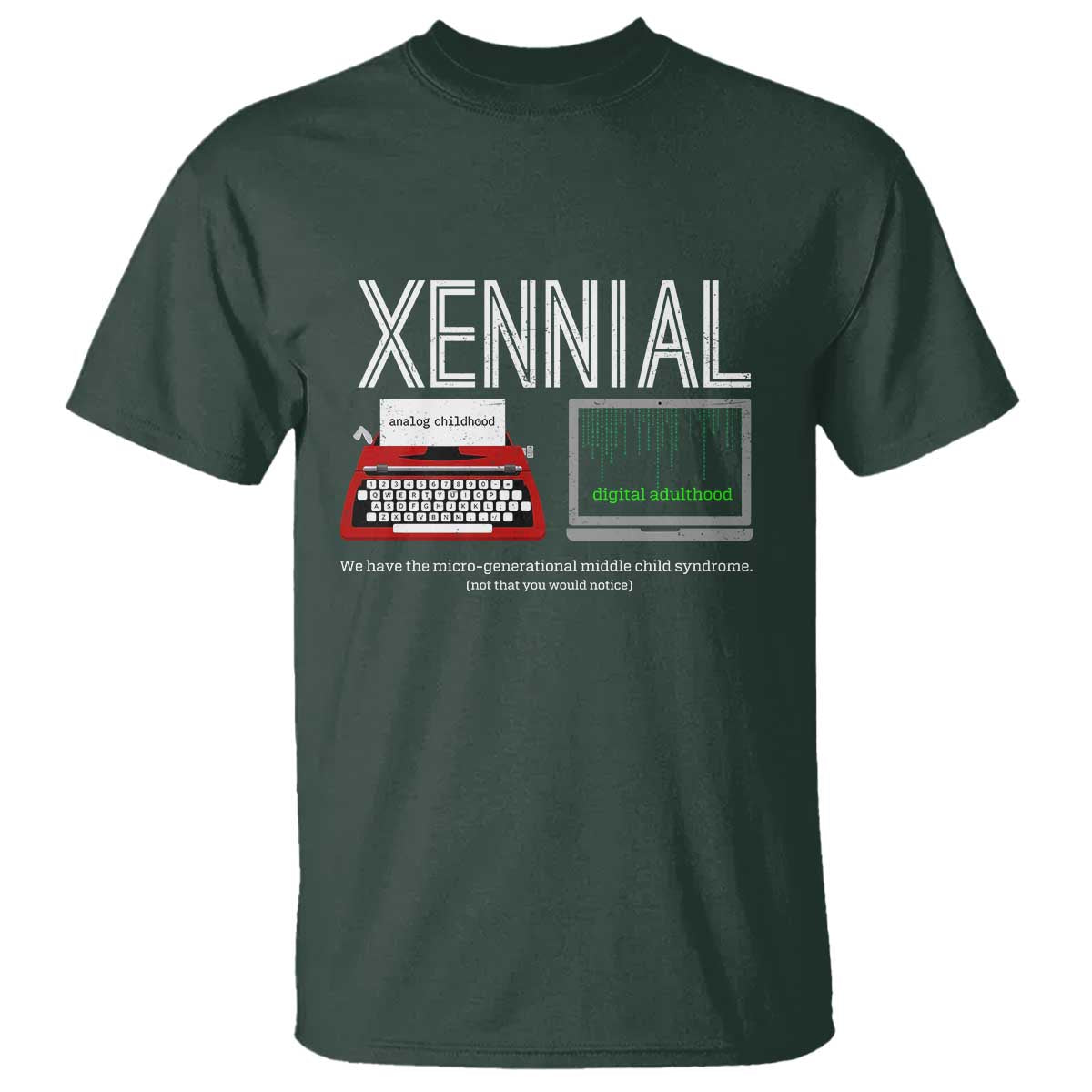 Xennial Typewriter and Computer Screen T Shirt Analog Childhood Digital Adulthood