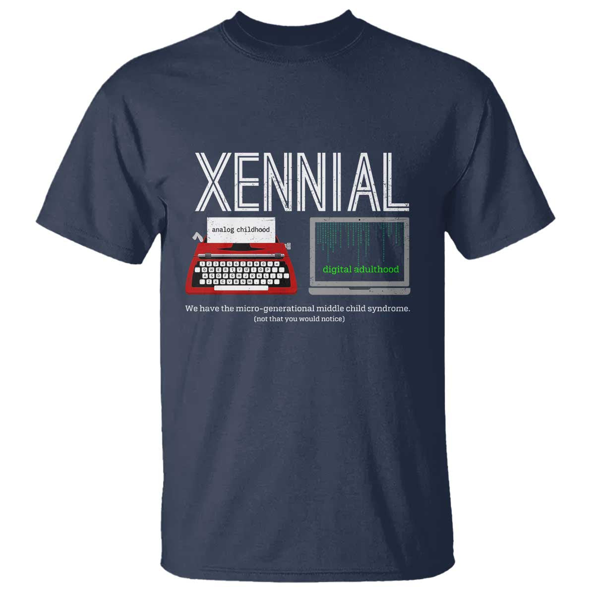 Xennial Typewriter and Computer Screen T Shirt Analog Childhood Digital Adulthood