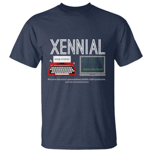 Xennial Typewriter and Computer Screen T Shirt Analog Childhood Digital Adulthood