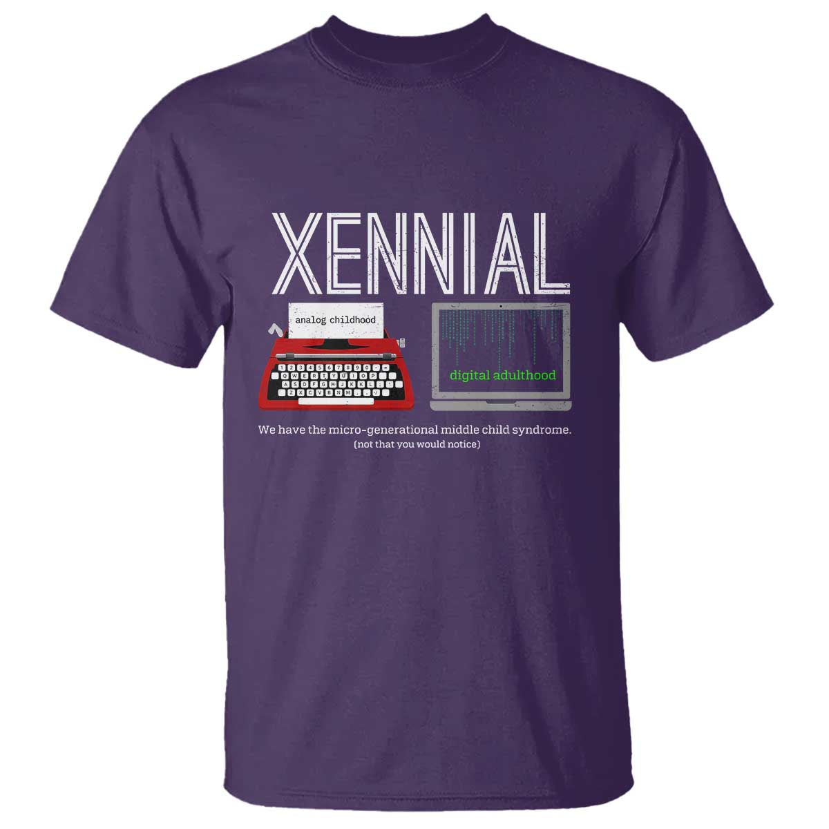 Xennial Typewriter and Computer Screen T Shirt Analog Childhood Digital Adulthood