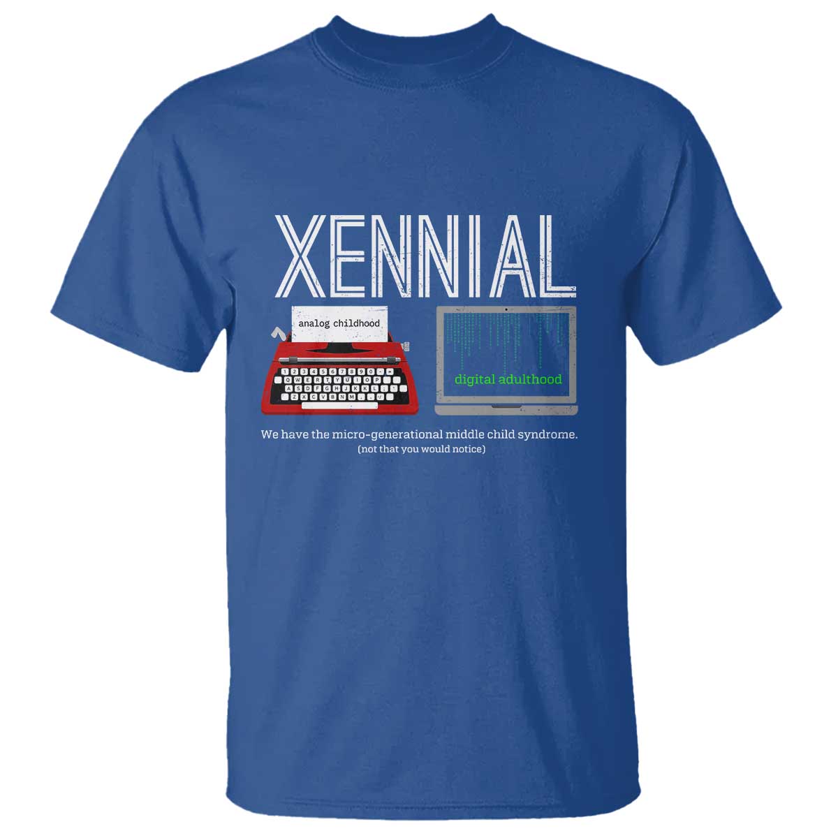 Xennial Typewriter and Computer Screen T Shirt Analog Childhood Digital Adulthood