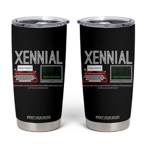 Xennial Typewriter and Computer Screen Tumbler Cup Analog Childhood Digital Adulthood TS02 Black Print Your Wear