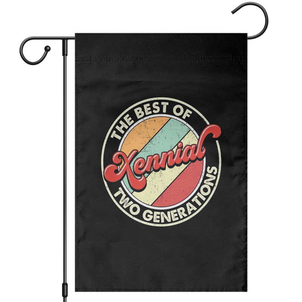 Xennial The Best of Two Generations Garden Flag Retro Sunset Vintage 70s Graphic TS02 Black Print Your Wear