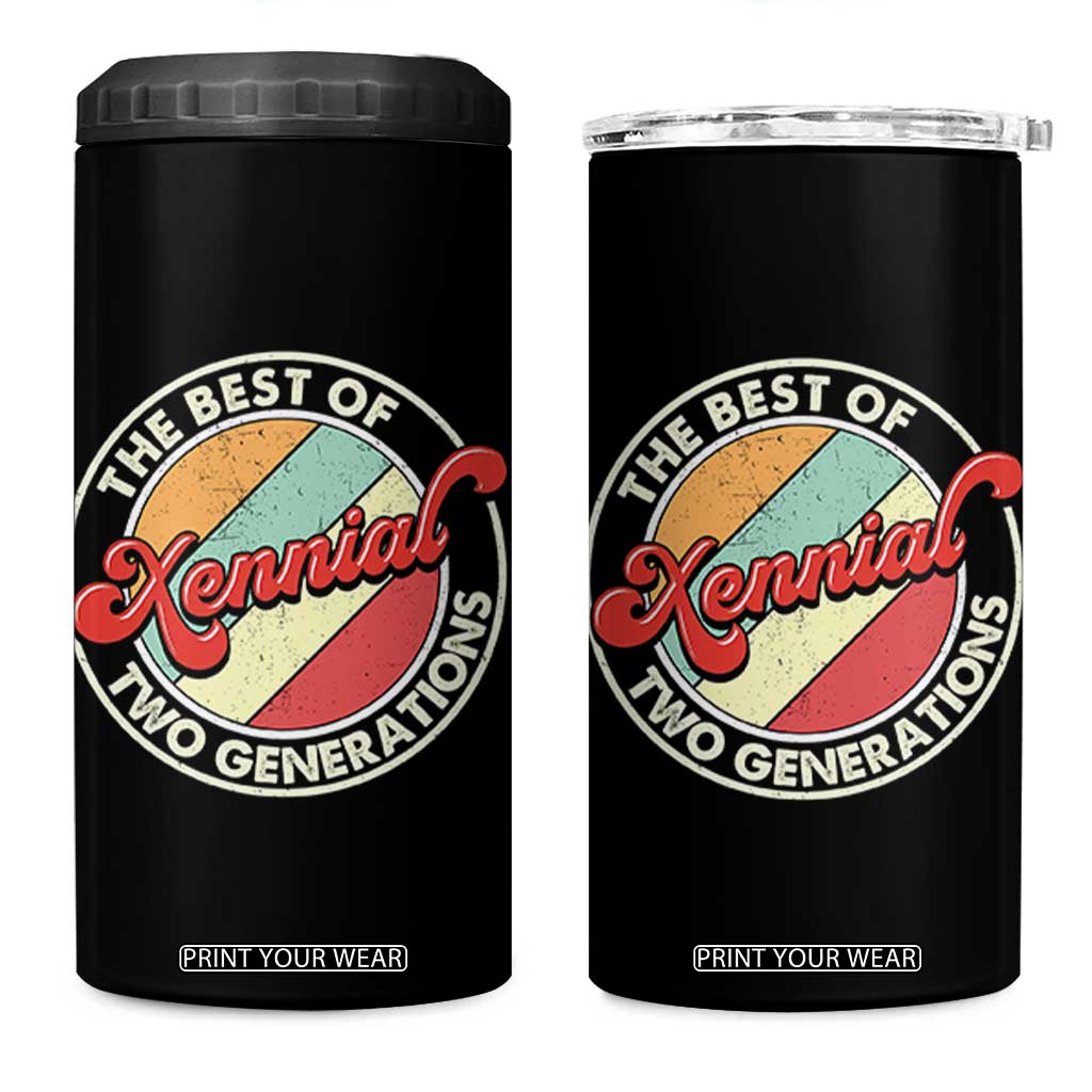 Xennial The Best of Two Generations 4 in 1 Can Cooler Tumbler Retro Sunset Vintage 70s Graphic TS02 One Size: 16 oz Black Print Your Wear