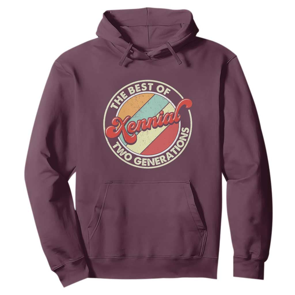 Xennial The Best of Two Generations Hoodie Retro Sunset Vintage 70s Graphic TS02 Maroon Print Your Wear