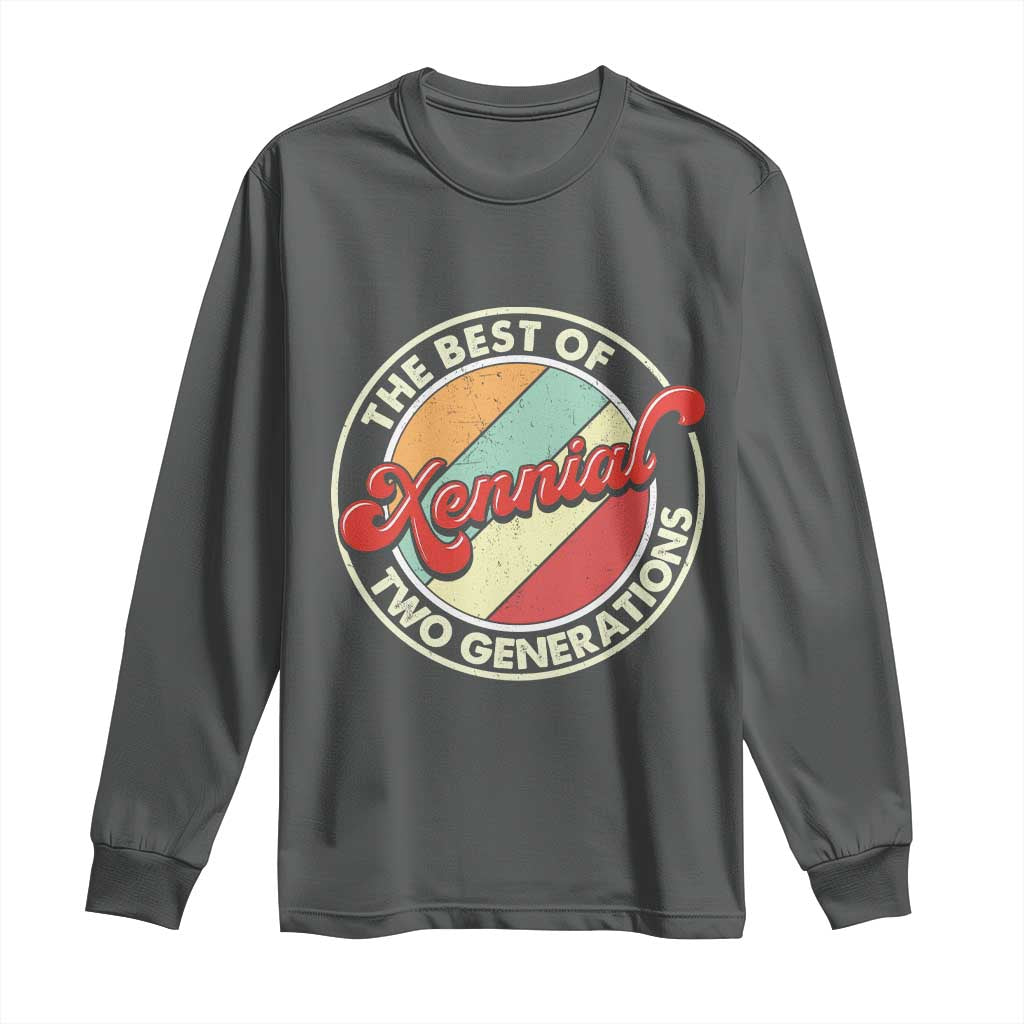 Xennial The Best of Two Generations Long Sleeve Shirt Retro Sunset Vintage 70s Graphic
