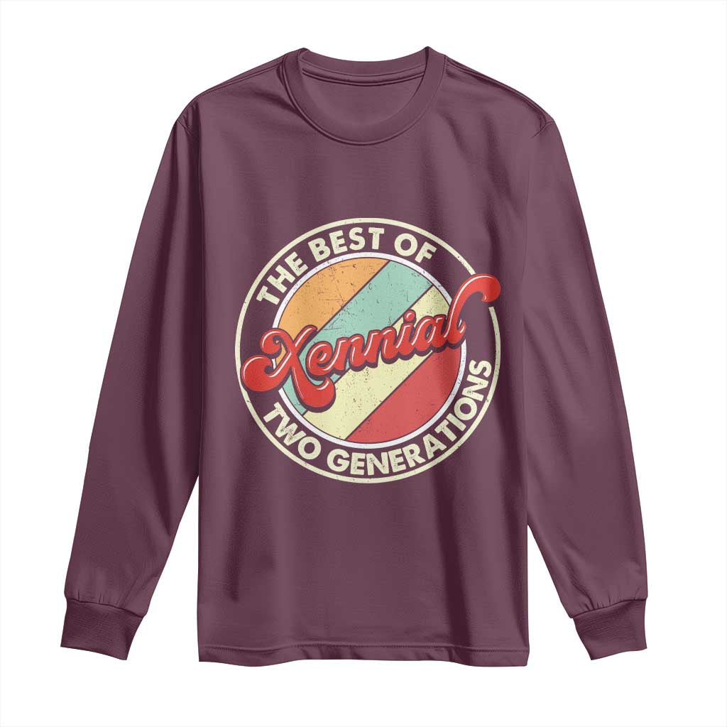 Xennial The Best of Two Generations Long Sleeve Shirt Retro Sunset Vintage 70s Graphic