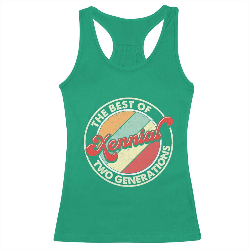 Xennial The Best of Two Generations Racerback Tank Top Retro Sunset Vintage 70s Graphic TS02 Irish Green Print Your Wear