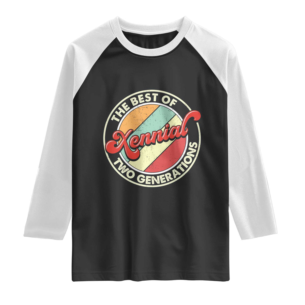 Xennial The Best of Two Generations Raglan Shirt Retro Sunset Vintage 70s Graphic TS02 Black White Print Your Wear