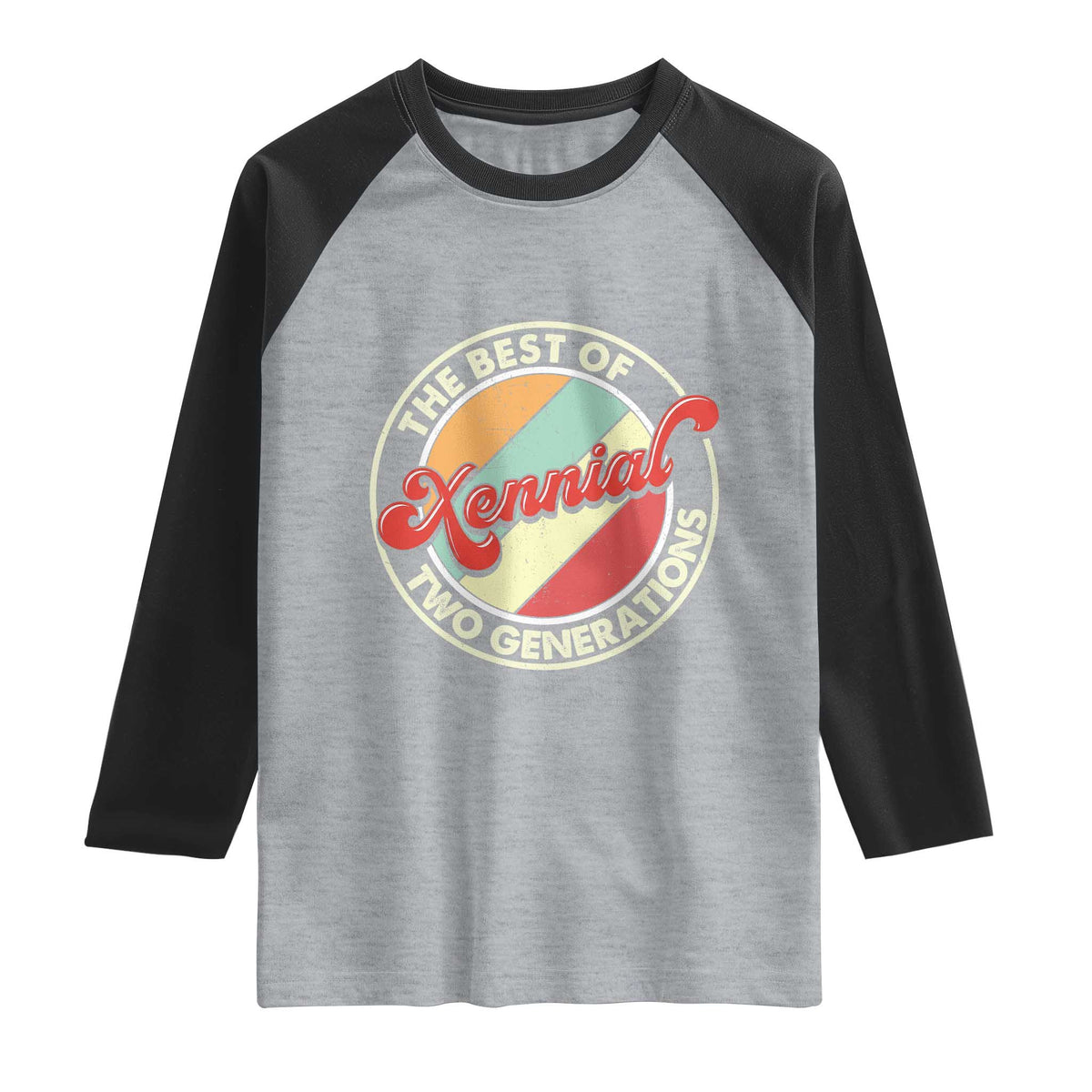 Xennial The Best of Two Generations Raglan Shirt Retro Sunset Vintage 70s Graphic TS02 Heather Gray Black Print Your Wear