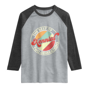 Xennial The Best of Two Generations Raglan Shirt Retro Sunset Vintage 70s Graphic TS02 Heather Gray Heather Charcoal Print Your Wear