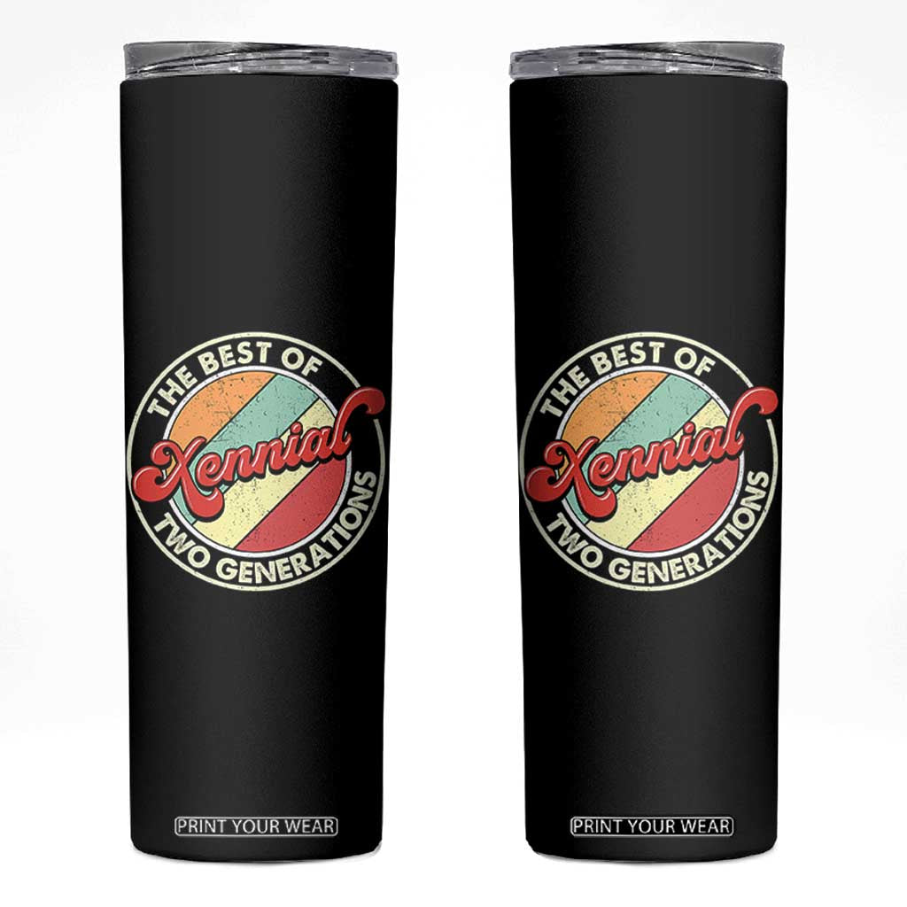 Xennial The Best of Two Generations Skinny Tumbler Retro Sunset Vintage 70s Graphic TS02 Black Print Your Wear