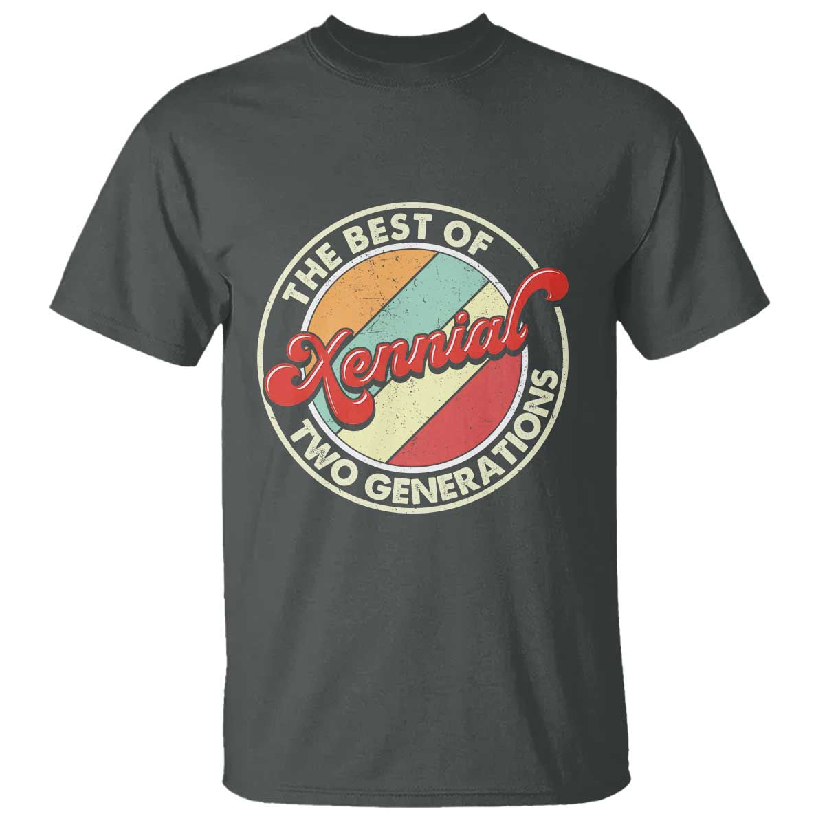Xennial The Best of Two Generations T Shirt Retro Sunset Vintage 70s Graphic TS02 Dark Heather Print Your Wear