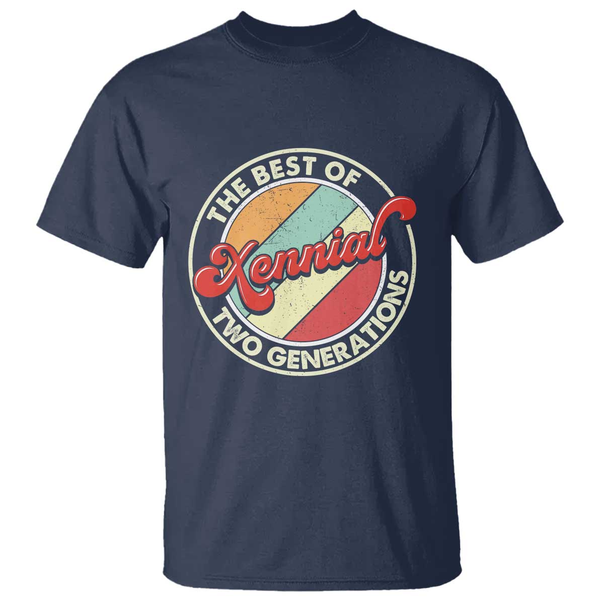 Xennial The Best of Two Generations T Shirt Retro Sunset Vintage 70s Graphic TS02 Navy Print Your Wear
