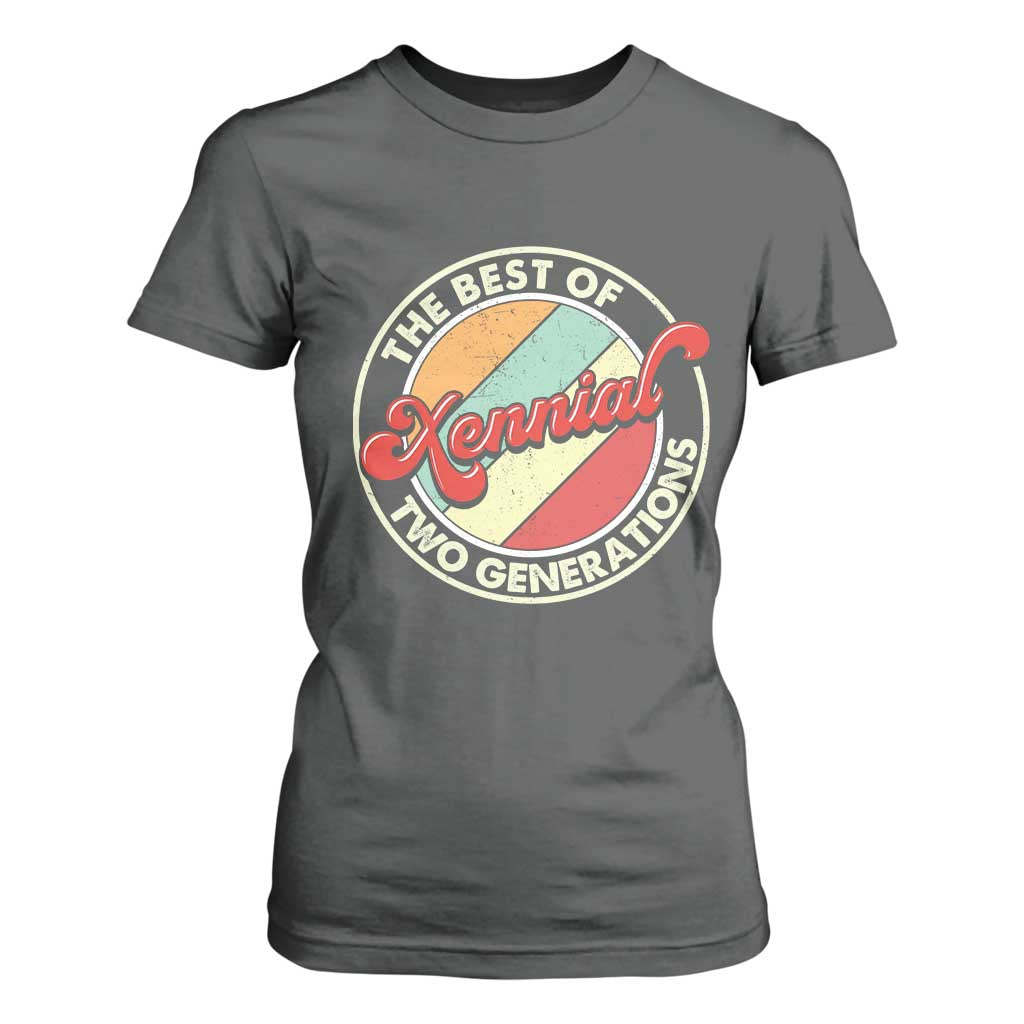 Xennial The Best of Two Generations T Shirt For Women Retro Sunset Vintage 70s Graphic TS02 Dark Heather Print Your Wear