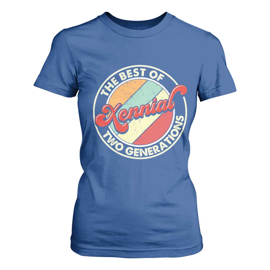 Xennial The Best of Two Generations T Shirt For Women Retro Sunset Vintage 70s Graphic TS02 Royal Blue Print Your Wear