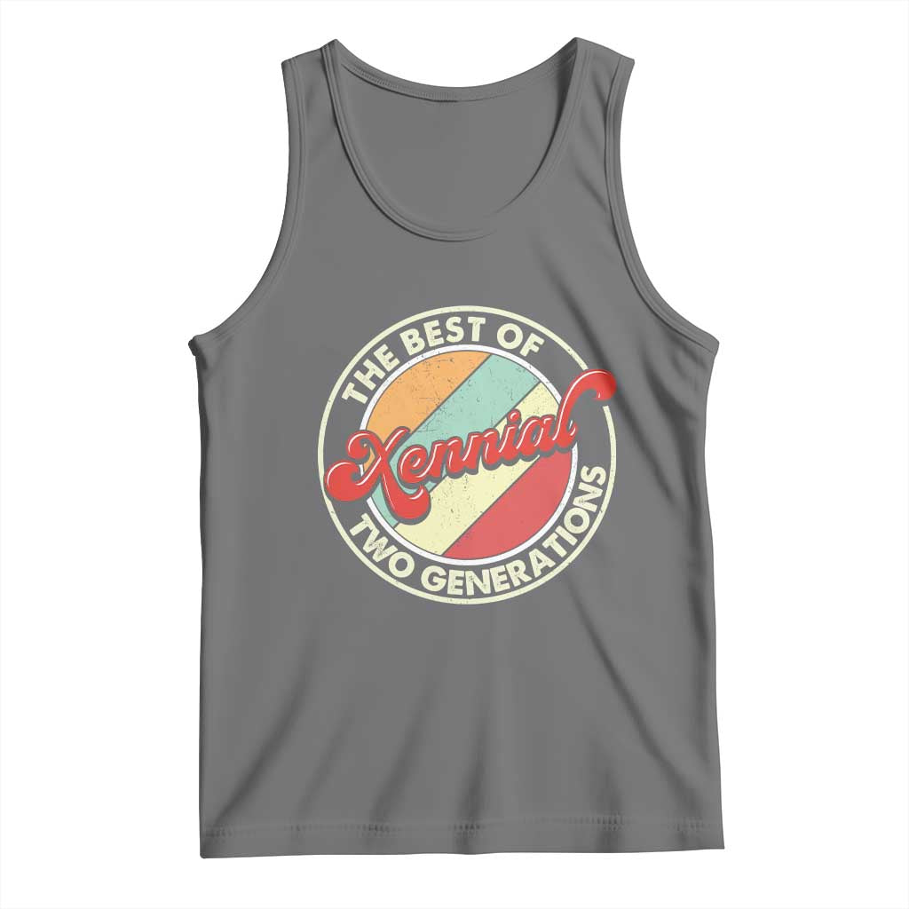 Xennial The Best of Two Generations Tank Top Retro Sunset Vintage 70s Graphic TS02 Black Heather Print Your Wear