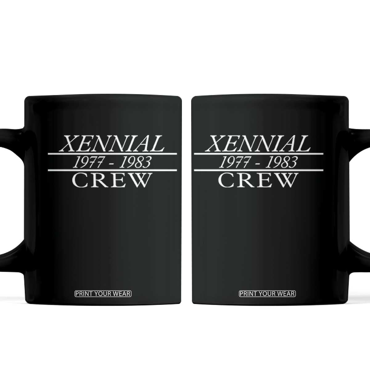 Xennial Crew 1977 to 1983 Coffee Mug Minimalist Bold Typography Graphic