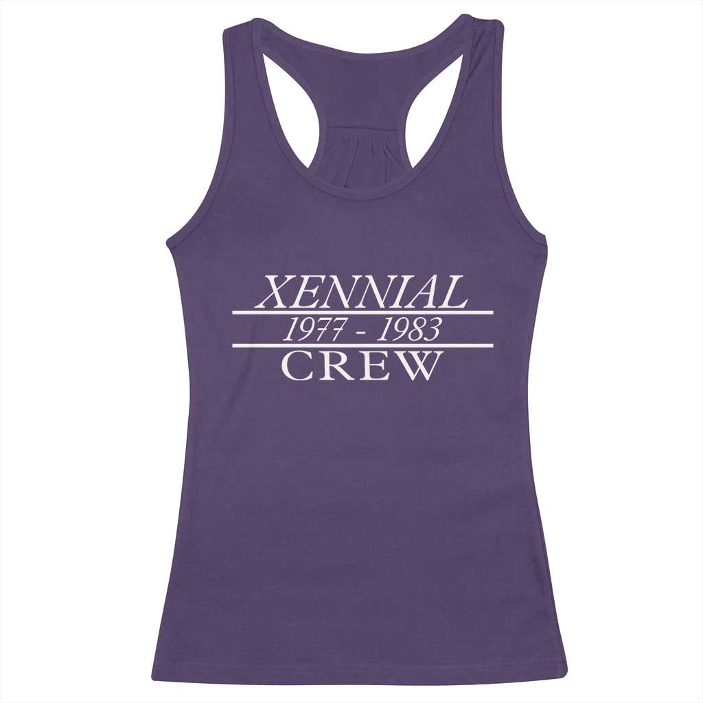 Xennial Crew 1977 to 1983 Racerback Tank Top Minimalist Bold Typography Graphic TS02 Purple Print Your Wear