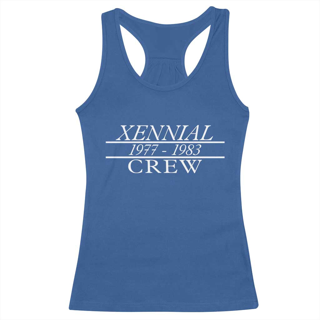 Xennial Crew 1977 to 1983 Racerback Tank Top Minimalist Bold Typography Graphic TS02 Royal Blue Print Your Wear
