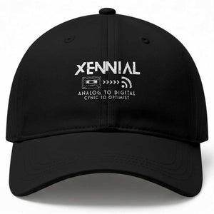 Funny Xennial Analog To Digital Baseball Cap Cassette Tape to Internet Cynic to Optimist TS02 Print Your Wear