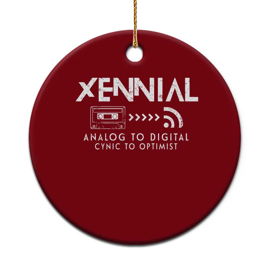 Funny Xennial Analog To Digital Ceramic Ornament Cassette Tape to Internet Cynic to Optimist TS02 1pc Red Print Your Wear