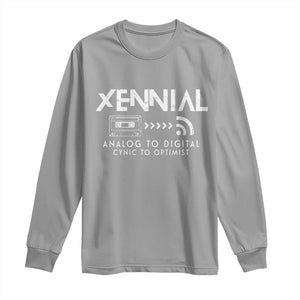 Funny Xennial Analog To Digital Long Sleeve Shirt Cassette Tape to Internet Cynic to Optimist TS02 Sport Gray Print Your Wear