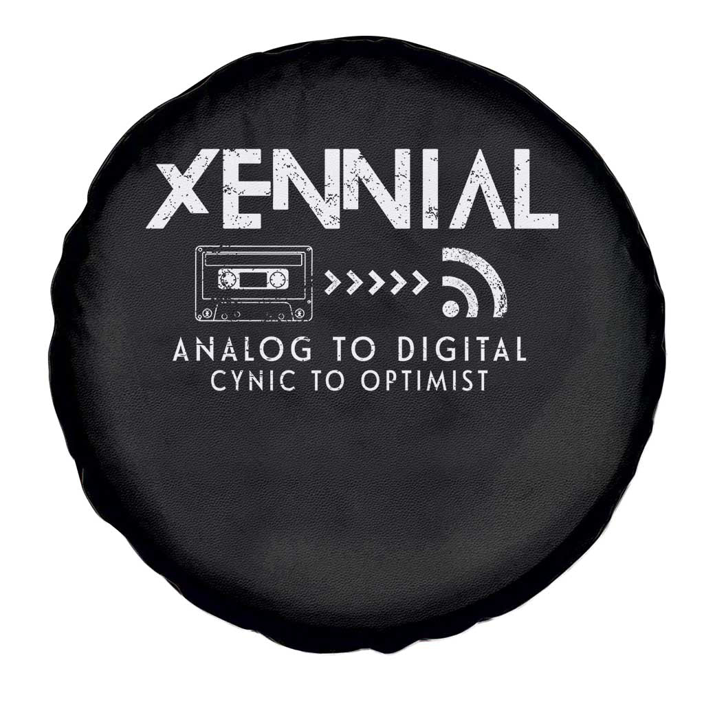 Funny Xennial Analog To Digital Spare Tire Cover Cassette Tape to Internet Cynic to Optimist TS02 Print Your Wear