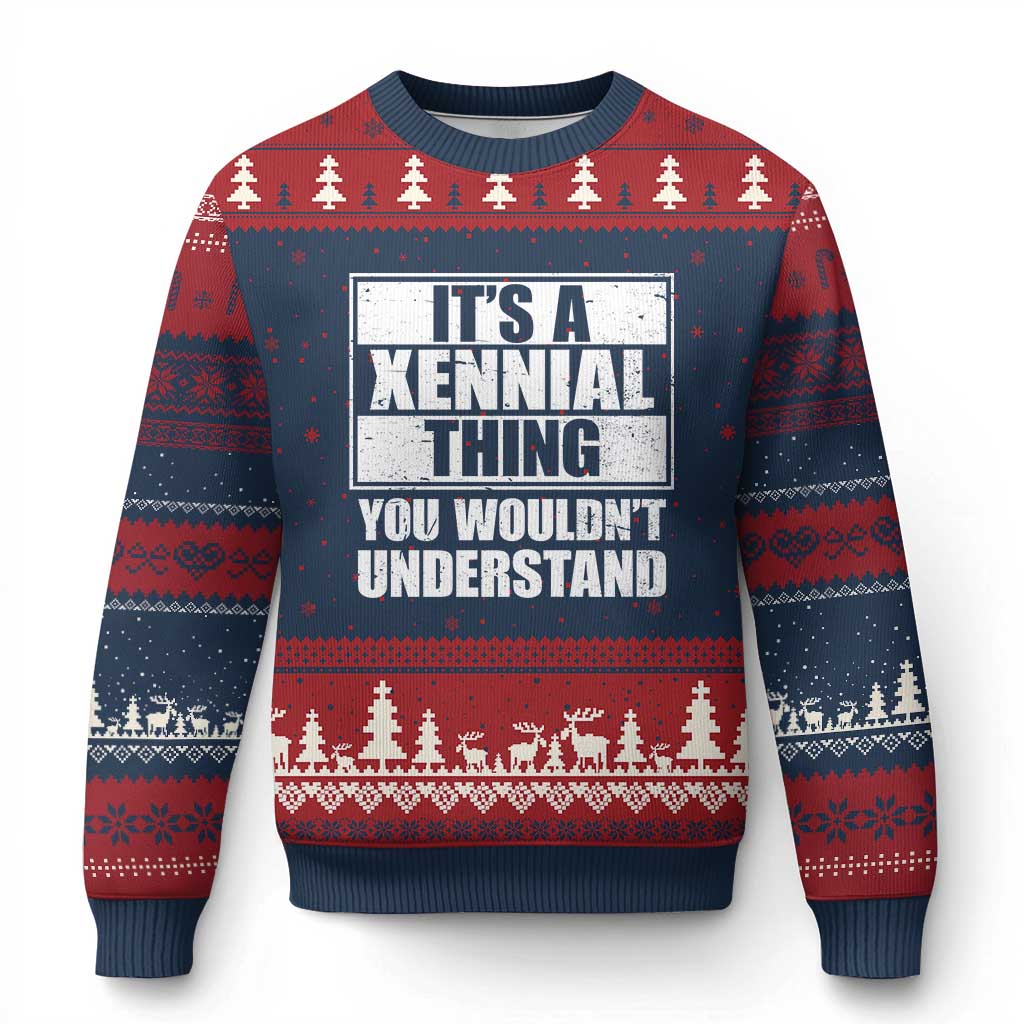 It's A Xennial Thing You Wouldn't Understand Ugly Christmas Sweater Distressed Retro Graphic