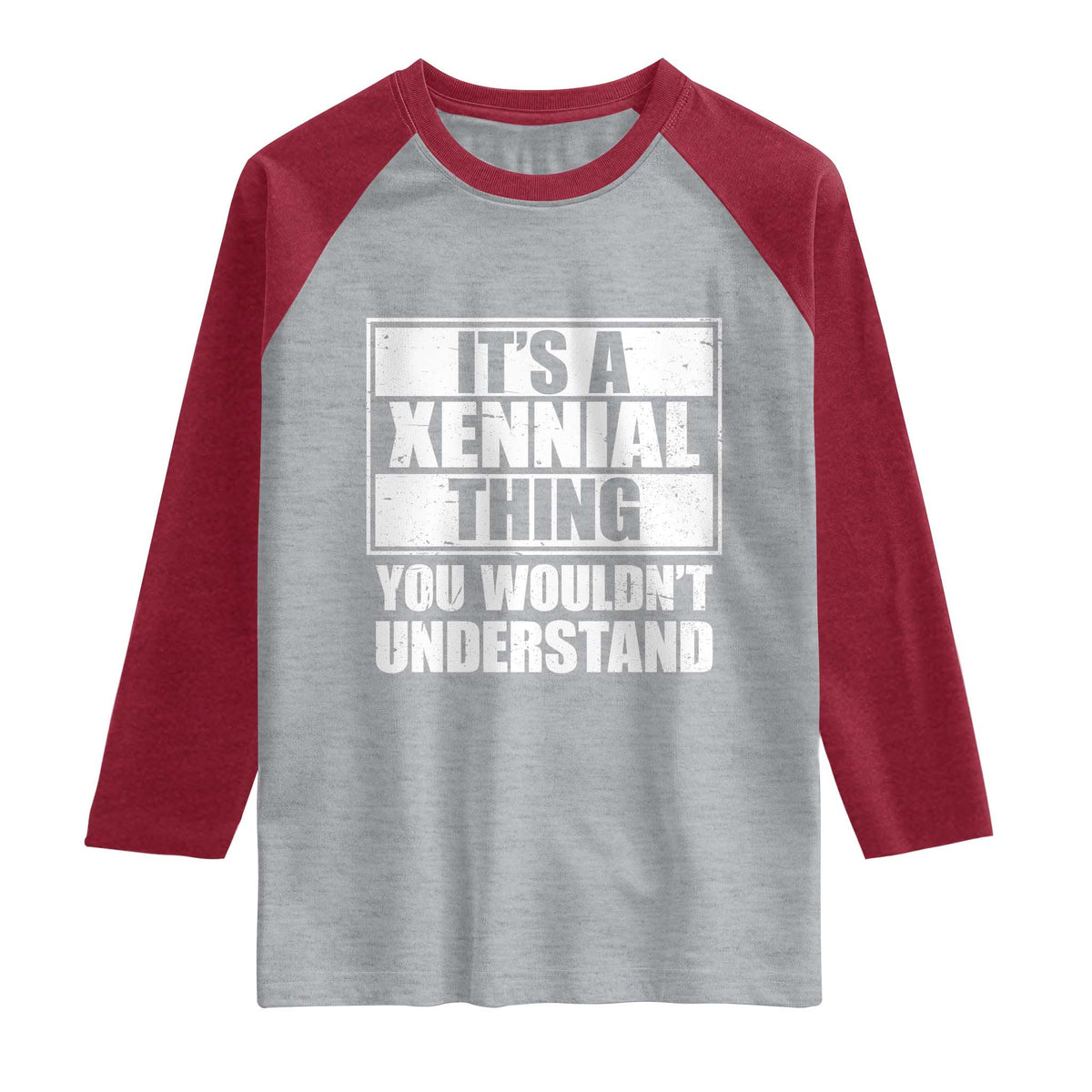 It's A Xennial Thing You Wouldn't Understand Raglan Shirt Distressed Retro Graphic TS02 Heather Gray Heather Red Print Your Wear