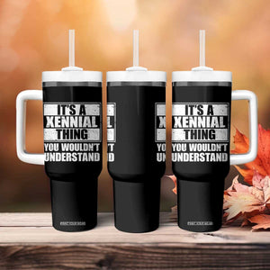 It's A Xennial Thing You Wouldn't Understand Tumbler With Handle Distressed Retro Graphic