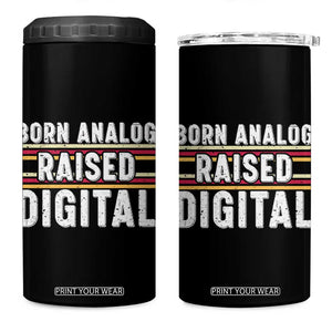 Born Analog Raised Digital 4 in 1 Can Cooler Tumbler Vintage Sunset Retro Tech Graphic TS02 One Size: 16 oz Black Print Your Wear