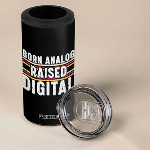 Born Analog Raised Digital 4 in 1 Can Cooler Tumbler Vintage Sunset Retro Tech Graphic TS02 Print Your Wear