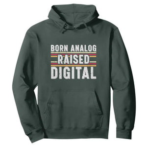 Born Analog Raised Digital Hoodie Vintage Sunset Retro Tech Graphic TS02 Dark Forest Green Print Your Wear