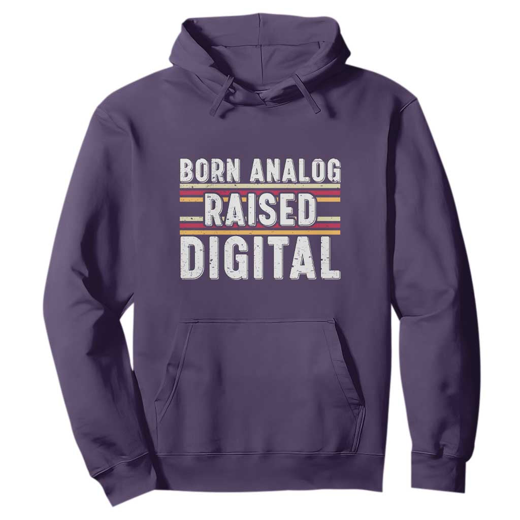 Born Analog Raised Digital Hoodie Vintage Sunset Retro Tech Graphic TS02 Purple Print Your Wear