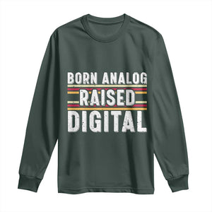 Born Analog Raised Digital Long Sleeve Shirt Vintage Sunset Retro Tech Graphic