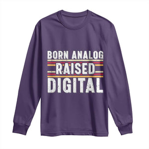 Born Analog Raised Digital Long Sleeve Shirt Vintage Sunset Retro Tech Graphic