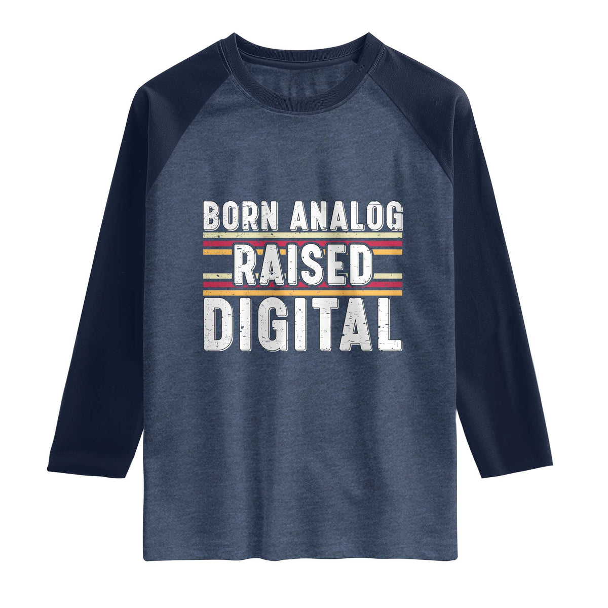 Born Analog Raised Digital Raglan Shirt Vintage Sunset Retro Tech Graphic